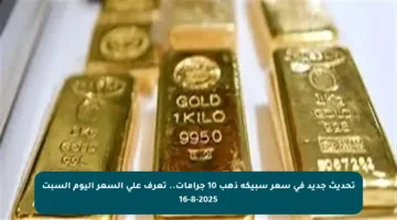 تحديث جديد في سعر سبيكة ذهب 10 جرامات.. تعرف على السعر اليوم السبت 16-8-2025